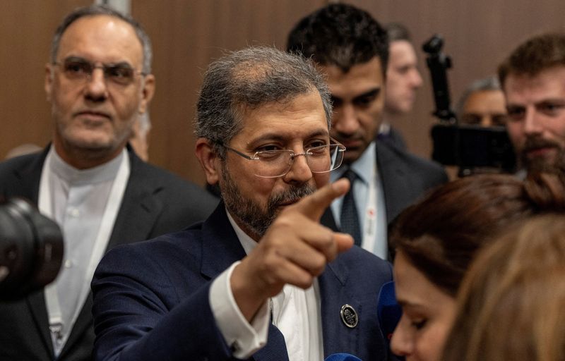 Iranian Deputy Foreign Minister Saeed Khatibzadeh speaks to reporters as he attends Antalya Diplomacy Forum in Antalya, Turkey, April 18, 2026. REUTERS/Umit Bektas