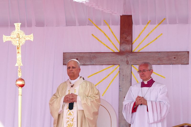 Pope Leo XIV holds a Holy Mass in Saurimo, Angola, April 20, 2026. REUTERS/Guglielmo Mangiapane