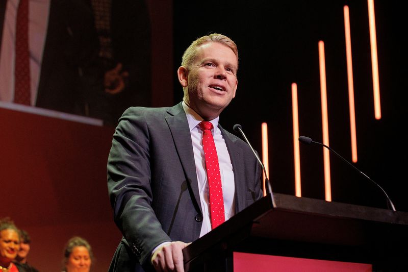 Prime Minister and Labour Party Leader Chris Hipkins speaks at the New Zealand Labour Party's election campaign launch event in Auckland, New Zealand, September 2, 2023. REUTERS/David Rowland