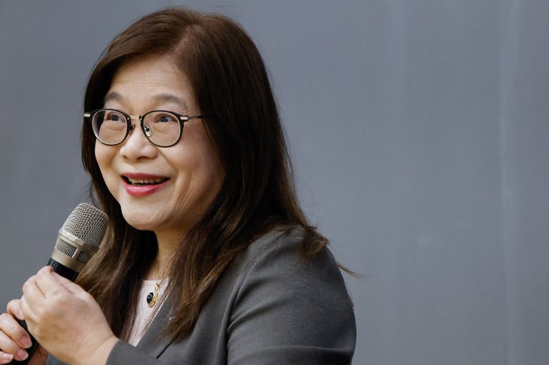 Kuan Bi-ling, minister of Taiwan's Ocean Affairs Council, which runs the Coast Guard Administration, speaks during a press conference in Taipei, Taiwan, April 2, 2026. REUTERS/Ann Wang