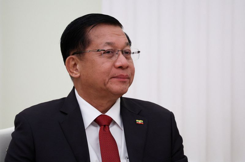 Myanmar's military chief Min Aung Hlaing attends a meeting with Russia's President Vladimir Putin at the Kremlin in Moscow, Russia, September 25, 2025. REUTERS/Ramil Sitdikov/Pool