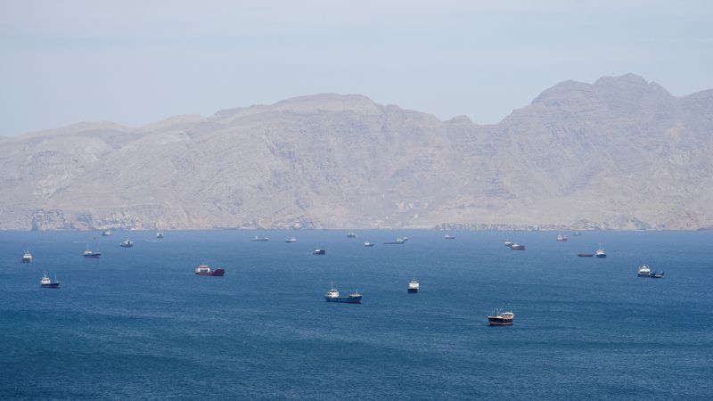 Vessels in the Strait of Hormuz, Musandam, Oman, April 27, 2026. REUTERS/Stringer