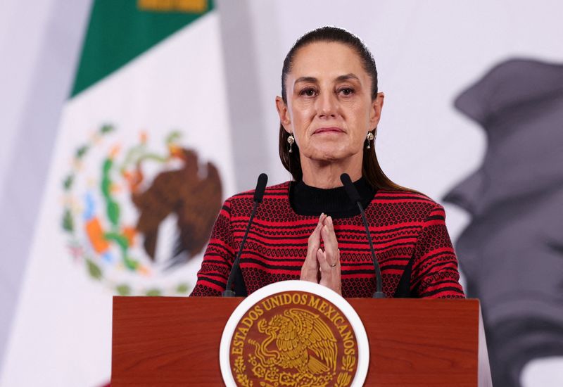 FILE PHOTO: Mexico's President Claudia Sheinbaum addresses the media in her daily press conference, in Mexico City, Mexico March 30, 2026. REUTERS/Quetzalli Nicte-Ha/File Photo