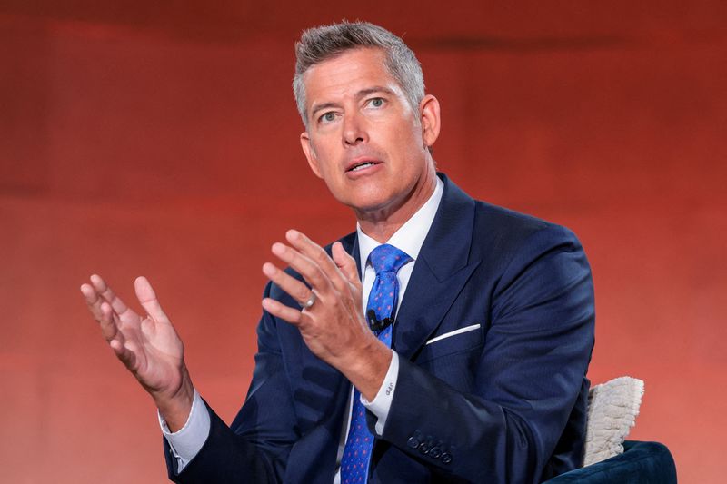 FILE PHOTO: U.S. Secretary of Transportation Sean Duffy speaks during the 2026 Infrastructure Summit of government officials, corporate executives, and labor leaders, in Washington, D.C., U.S., March 11, 2026. REUTERS/Kylie Cooper/File Photo