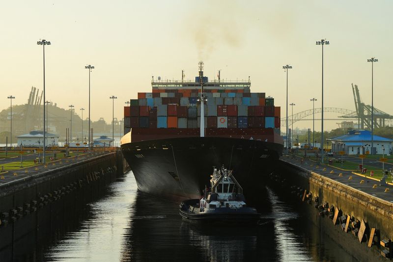 FILE PHOTO: A cargo ship  transits the Cocoli Locks at the Panama Canal, in Panama City, Panama, March 13, 2026. REUTERS/Enea Lebrun/File Photo