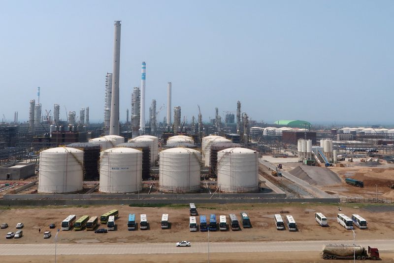 FILE PHOTO: Hengli Petrochemical's new refining, petrochemical complex is seen at Changxing island in Dalian, Liaoning province, China July 16, 2018. Picture taken July 16, 2018. REUTERS/Chen Aizhu/File Photo
