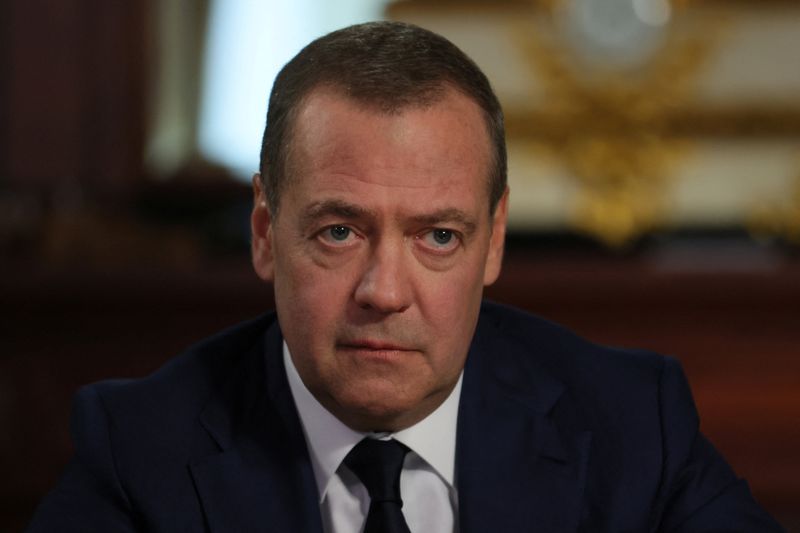 Deputy Chairman of the Russian Security Council Dmitry Medvedev attends an interview with Reuters, TASS and WarGonzo in the Moscow region, Russia January 29, 2026. Dmitry Medvedev's Secretariat/Handout via REUTERS ATTENTION EDITORS - THIS IMAGE WAS PROVIDED BY A THIRD PARTY.