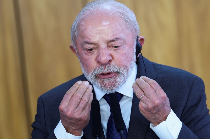 FILE PHOTO: Brazil's President Luiz Inacio Lula da Silva speaks during a joint press statement with South Africa's President Cyril Ramaphosa, at the Planalto Palace, in Brasilia, Brazil, March 9, 2026. REUTERS/Adriano Machado/File Photo