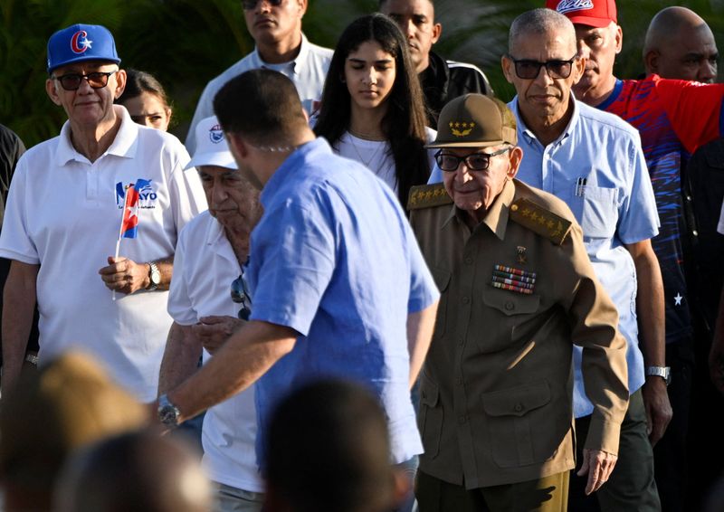 Cuba's former President Raul Castro arrives for a May Day rally, in Havana, Cuba, May 1, 2026. REUTERS/Norlys Perez