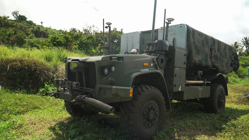 A vehicle used for the Navy-Marine Expeditionary Ship Interdiction System (NMESIS), stands during joint Philippine-U.S. military exercises in Basco, Batanes province, Philippines, May 2, 2026. REUTERS/Adrian Portugal