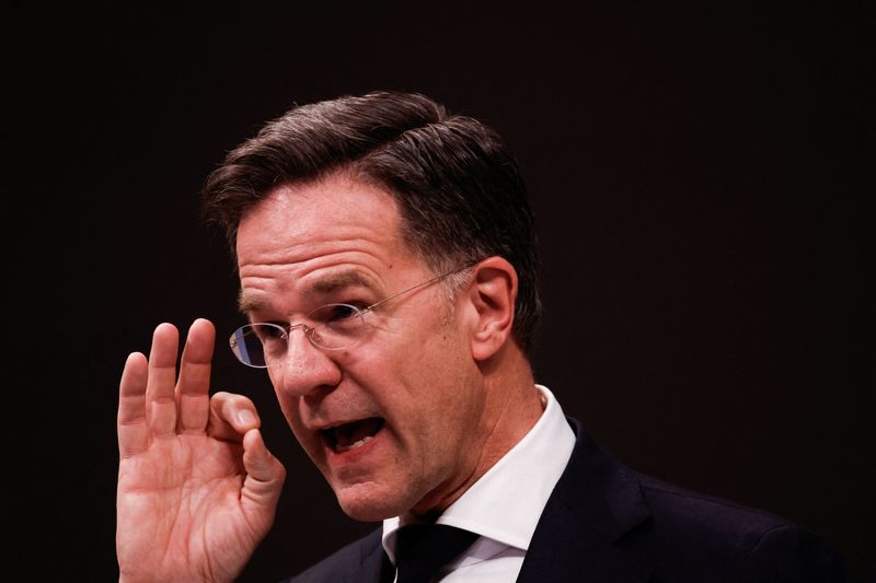 NATO Secretary General Mark Rutte speaks next to Czech Republic's Prime Minister Andrej Babis (not pictured) during a press conference in Prague, Czech Republic, April 16, 2026. REUTERS/David W Cerny