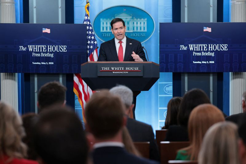 U.S. Secretary of State Marco Rubio speaks during a press briefing in the James S. Brady Press Briefing Room at the White House in Washington, D.C., U.S., May 5, 2026. REUTERS/Kylie Cooper