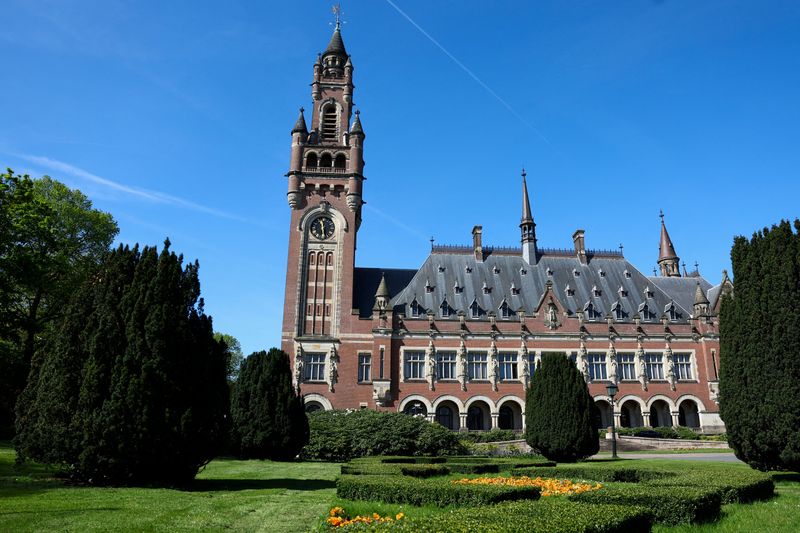 FILE PHOTO: A view shows the Peace Palace, which houses the International Court of Justice (ICJ) in The Hague, Netherlands, April 28, 2025. REUTERS/Piroschka van de Wouw/File Photo