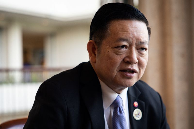 Association of Southeast Asian Nations (ASEAN) Secretary General Kao Kim Hourn speaks to Reuters ahead of the 48th ASEAN Summit and related meetings in Lapu-Lapu, Cebu, Philippines, May 7, 2026. REUTERS/Eloisa Lopez/File Photo