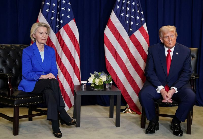 European Commission President Ursula von der Leyen meets with U.S. President Donald Trump during the 80th United Nations General Assembly, in New York City, New York, U.S., September 23, 2025. REUTERS/Al Drago