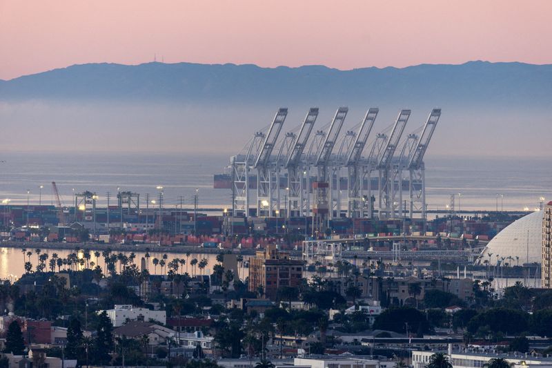 Pacific Container Terminal is shown in Long Beach, as seen from Signal Hill, California, U.S., January 14, 2026.  REUTERS/Mike Blake