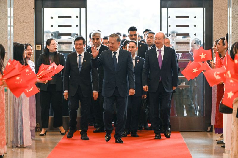 Vietnam's President and Communist Party Secretary General To Lam arrives at Tsinghua University in Beijing, China April 14, 2026. cnsphoto via REUTERS