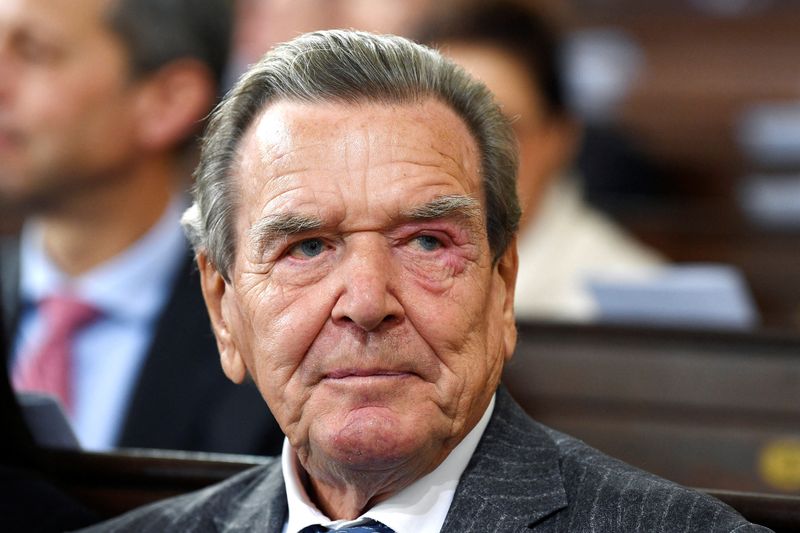 Former German Chancellor Gerhard Schroeder attends an ecumenical service in Hamburg, Germany, Tuesday, Oct.3, 2023.     Gregor Fischer/Pool via REUTERS/File Photo