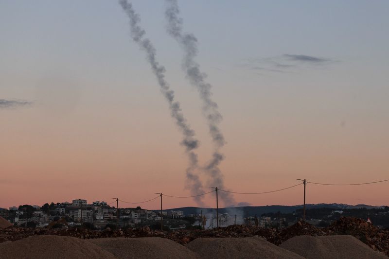 FILE PHOTO: Israel's Iron Dome anti-missile system operates for interceptions as projectiles are launched from Lebanon towards Israel, amid hostilities between Hezbollah and Israel, in northern Israel, November 26, 2024. REUTERS/Ronen Zvulun/File Photo