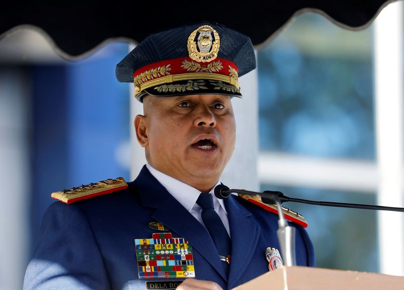 FILE PHOTO: Philippine National Police chief Ronald Dela Rosa speaks during the founding anniversary of the Philippine National Police celebration at Camp Crame, in Quezon city Metro Manila, Philippines February 6, 2017.    REUTERS/Erik De Castro/File Photo