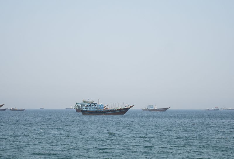 Vessels in the Strait of Hormuz, Musandam, Oman, May 8, 2026. REUTERS/Stringer