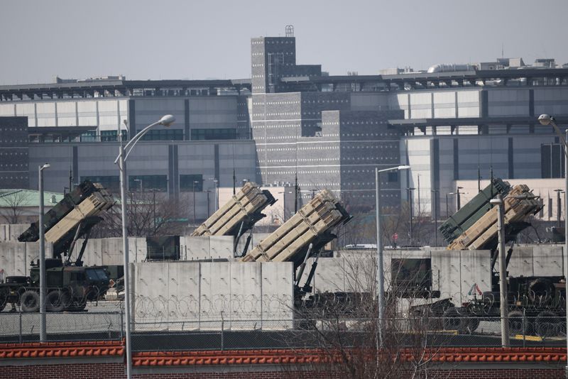 U.S. Patriot missile defense systems at a U.S army base in Pyeongtaek, South Korea, March 10, 2026.   REUTERS/Kim Hong-Ji