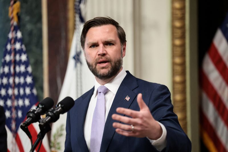 U.S. Vice President JD Vance holds a press conference in the Indian Treaty Room at the White House complex in Washington, D.C., U.S., May 13, 2026. REUTERS/Evelyn Hockstein