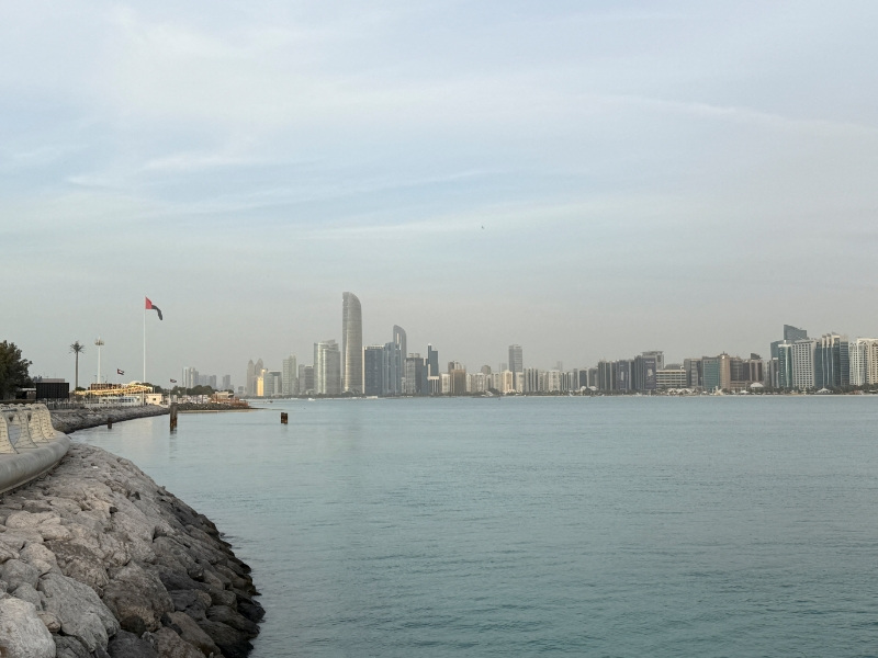 FILE PHOTO: The skyline of Abu Dhabi, where Russian, U.S. and Ukrainian military officials are expected to hold talks, in Abu Dhabi, United Arab Emirates, January 23, 2026. Picture taken with a mobile phone. REUTERS/Abdelhadi Ramahi/File Photo