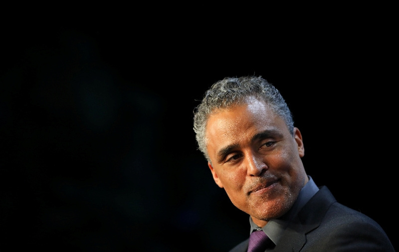 Rick Fox, three-time NBA Champion and founding partner of Vision Venture Partners, speaks during the Milken Institute Global Conference in Beverly Hills, California, U.S., May 3, 2017. REUTERS/Mike Blake