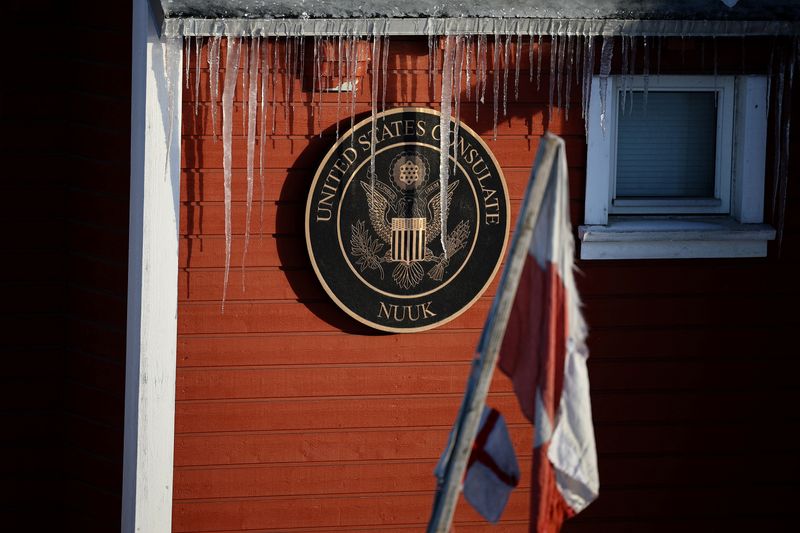 Icicles hang from a gutter outside the U.S. Consulate in Nuuk, Greenland, February 8, 2026. REUTERS/Stoyan Nenov