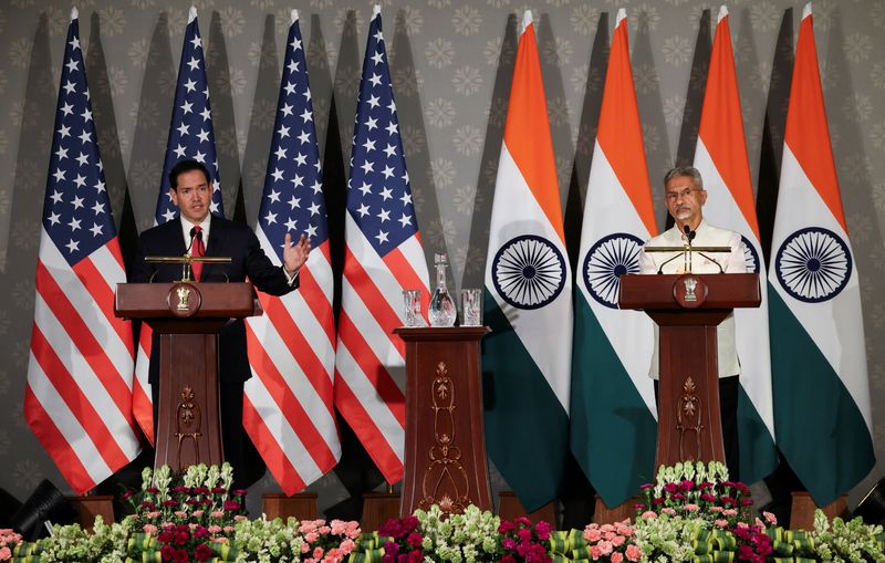 U.S. Secretary of State Marco Rubio and Indian Foreign Minister Subrahmanyam Jaishankar attend a joint press conference after their meeting at the Hyderabad House in New Delhi, India, May 24, 2026. REUTERS/Adnan Abidi