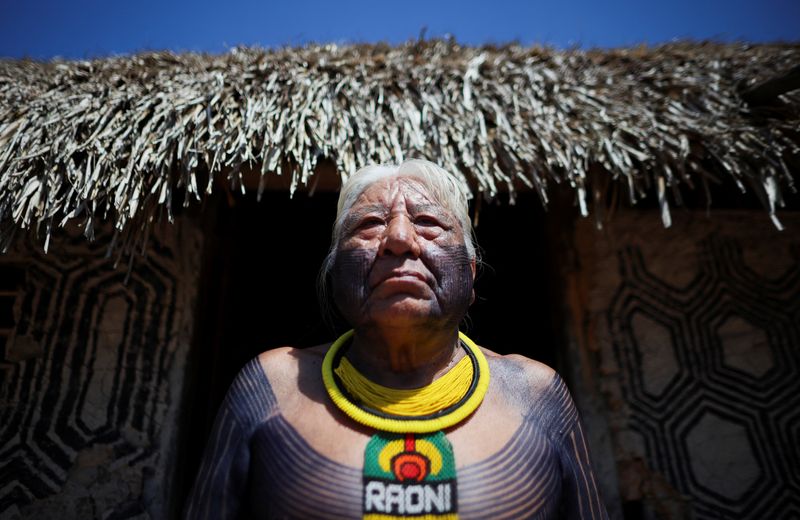Indigenous leader Megaron Txucarramae poses for a picture during an interview with Reuters in the village of Pykany in the Menkragnoti Indigenous Territory of the Kayapo people, Para state, Brazil May 20, 2026. Megaron is Chief Raoni's successor and is preparing to continue his uncle's legacy, as well as fighting to protect Indigenous people's rights and ensure the demarcation of his people's land.  REUTERS/Adriano Machado