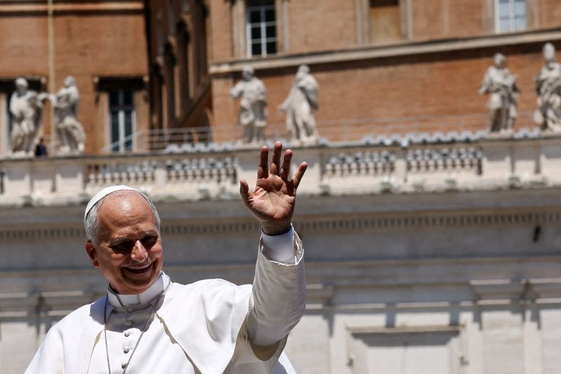 FILE PHOTO: Pope Leo XIV leaves following the weekly general audience in St. Peter's Square at the Vatican, May 27, 2026. REUTERS/Yara Nardi/File Photo