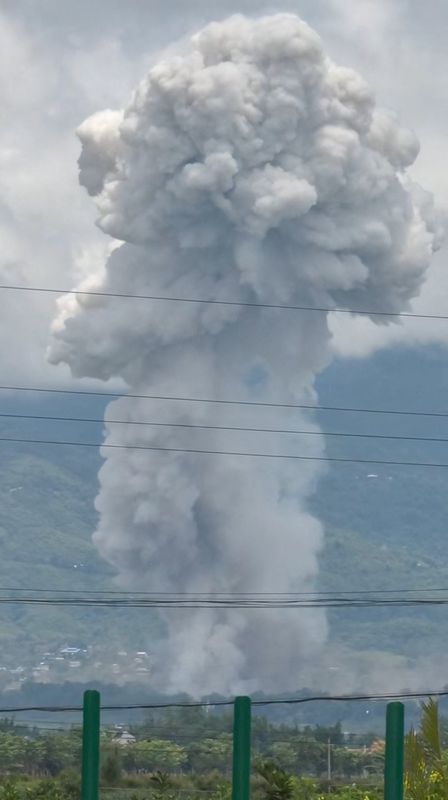 Smoke rises from an explosion in Myanmar as seen from Ruili, Yunnan Province, China, in this screengrab taken from a social media video released on May 31, 2026. Social Media/via REUTERS