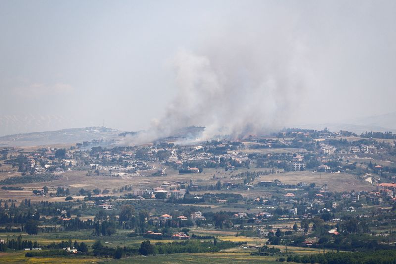 Smoke rises in Lebanon, as seen from the Israeli side of the border, June 1, 2026. REUTERS/Amir Cohen