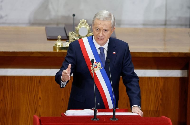 Chile's president Jose Antonio Kast delivers his first annual speech to the nation, at the Congress, in Valparaiso, Chile, June 1, 2026. REUTERS/Rodrigo Garrido