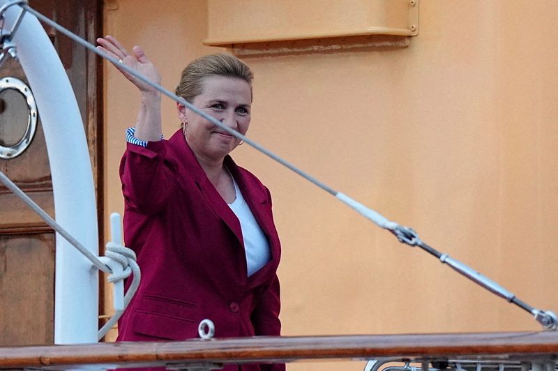 Denmark's acting Prime Minister Mette Frederiksen on the royal yacht Dannebrog, docked in Odense Harbor, Denmark, June 1, 2026. Sebastian Elias Uth/Ritzau Scanpix/via REUTERS