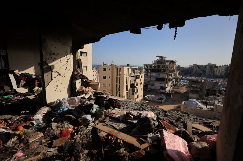 People's belongings lie scattered at the site of an Israeli strike on an apartment building in Gaza City, June 4, 2026. REUTERS/Dawoud Abu Alkas