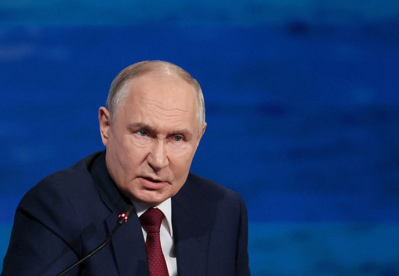 Russia's President Vladimir Putin attends a plenary session of the St. Petersburg International Economic Forum (SPIEF) in Saint Petersburg, Russia June 5, 2026. REUTERS/Anastasia Barashkova