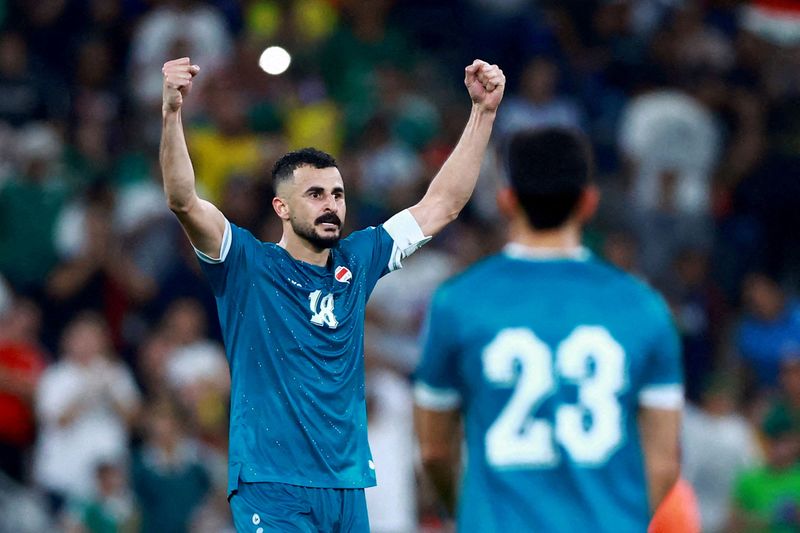 FILE PHOTO: Soccer Football - FIFA World Cup - Inter-Confederation Playoffs - Final - Iraq v Bolivia - Estadio Monterrey, Monterrey, Mexico - March 31, 2026 Iraq's Aymen Hussein celebrates scoring their second goal REUTERS/Raquel Cunha/File Photo