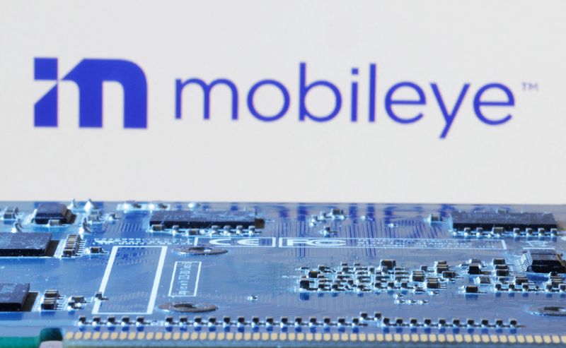 Mobileye logo is seen near computer motherboard in this illustration taken January 8, 2024. REUTERS/Dado Ruvic/Illustration