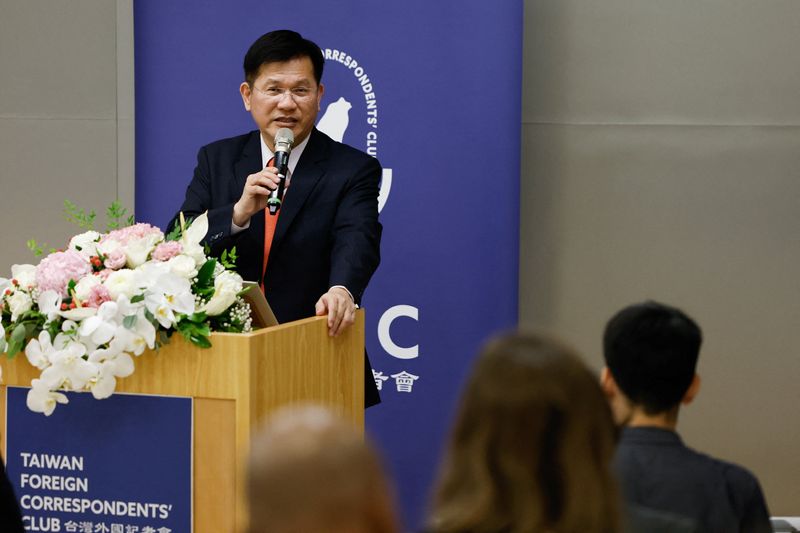 Taiwan Foreign Minister Lin Chia-lung holds a press conference with the Taiwan Foreign Correspondents' Club in Taipei, Taiwan, June 17, 2026. REUTERS/Ann Wang