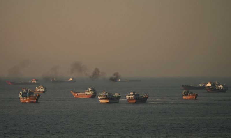 Vessels at the Strait of Hormuz, as seen from Musandam, Oman, June 15, 2026. REUTERS/Stringer