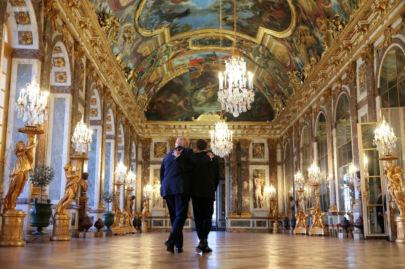 U.S. President Donald Trump receives a tour of Chateau de Versailles from President of France Emmanuel Macron ahead of a dinner on June 17, 2026. Anna Moneymaker/Pool via REUTERS