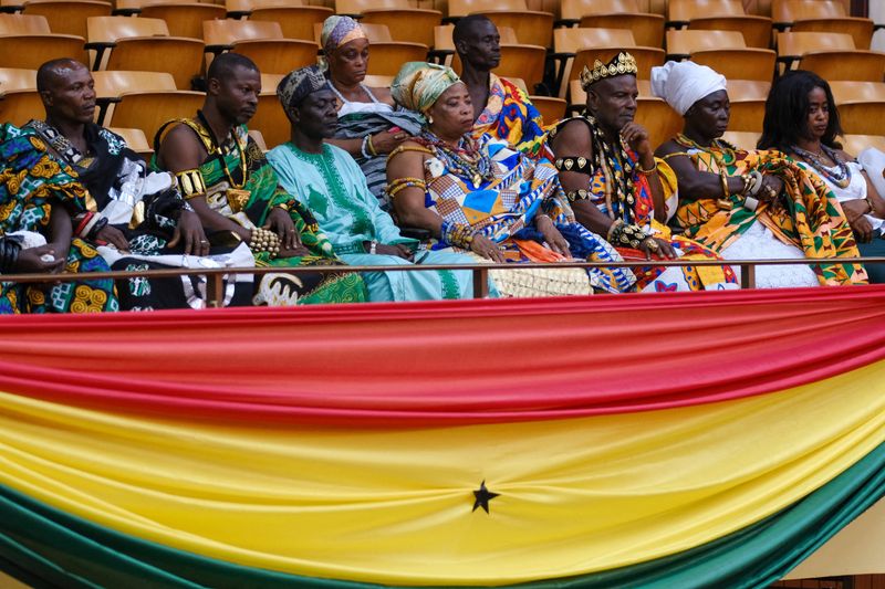FILE PHOTO: Traditional leaders attend a parliamentary session on the Human Sexual Rights and Family Values Bill in Accra, Ghana, May 29, 2026. REUTERS/Francis Kokoroko/File Photo