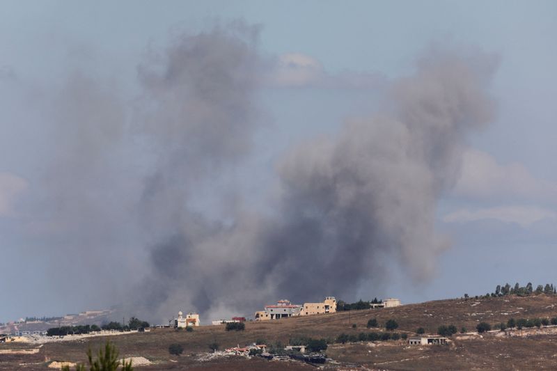 Smoke billows from southern Lebanon following an Israeli strike, as seen from Marjayoun, Lebanon, June 19, 2026. REUTERS/Stringer