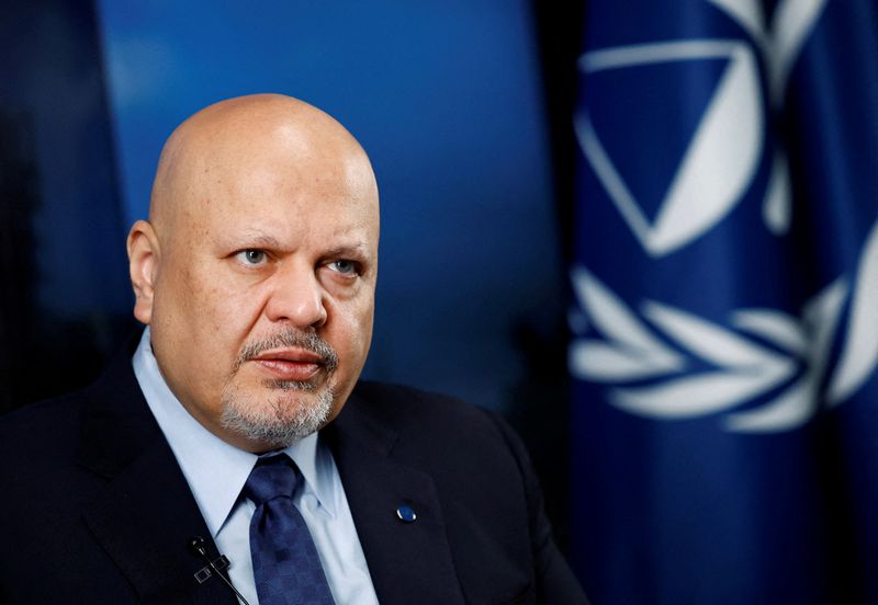 FILE PHOTO: International Criminal Court (ICC) Prosecutor Karim Khan attends an interview with Reuters in The Hague, Netherlands January 16, 2025. REUTERS/Piroschka van de Wouw/File Photo