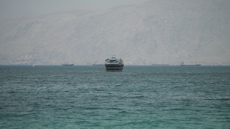 Vessels at the Strait of Hormuz, as seen from Musandam, Oman, June 22, 2026. REUTERS/Stringer