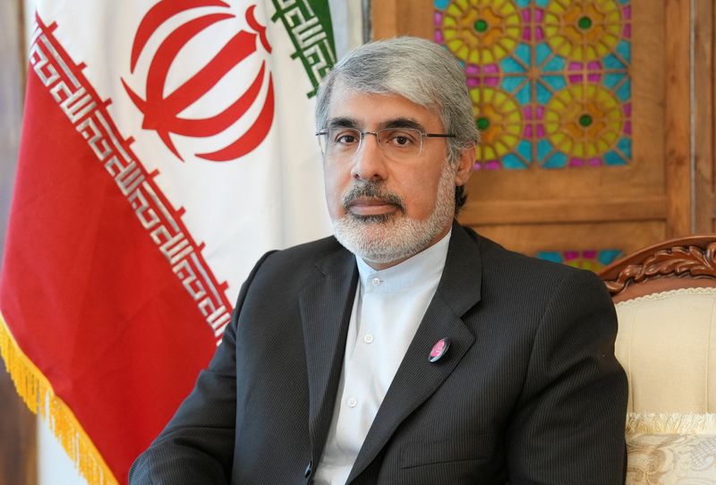 Iranian ambassador to the U.N. in Geneva, Ali Bahreini attends an interview with Reuters at the Iranian mission in Geneva, Switzerland, April 8, 2026. Picture taken with a mobile phone. REUTERS/Cecile Mantovani