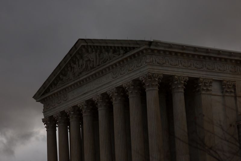 The sun sets on the U.S. Supreme Court building after a stormy day in Washington, U.S., November 11, 2022. REUTERS/Leah Millis